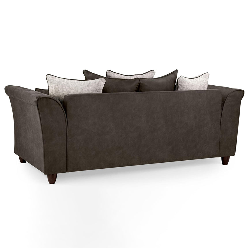Aoife Brown Faux Leather 3 Seater Sofa