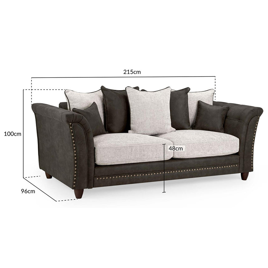 Aoife Brown Faux Leather 3 Seater Sofa