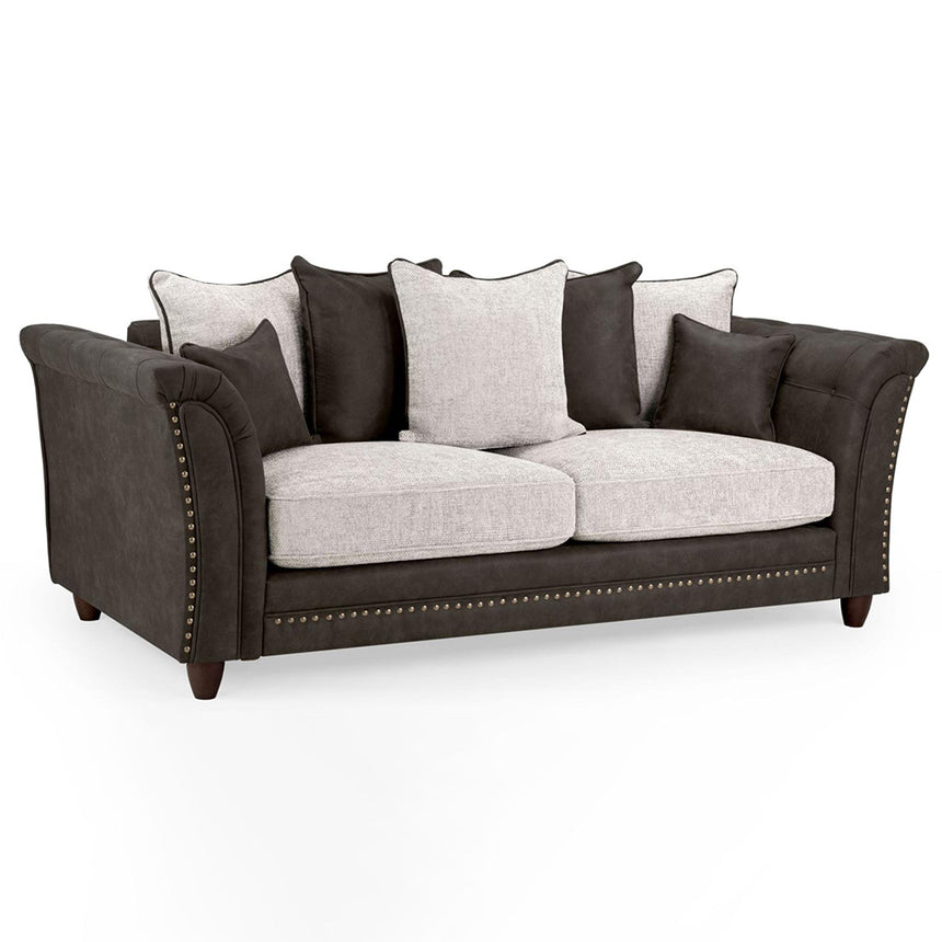 Aoife Brown Faux Leather 3 Seater Sofa