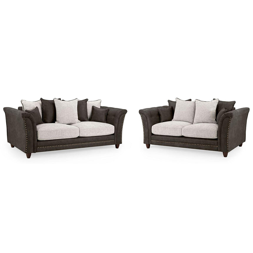 Aoife Brown Faux Leather 3+2 Seater Sofa