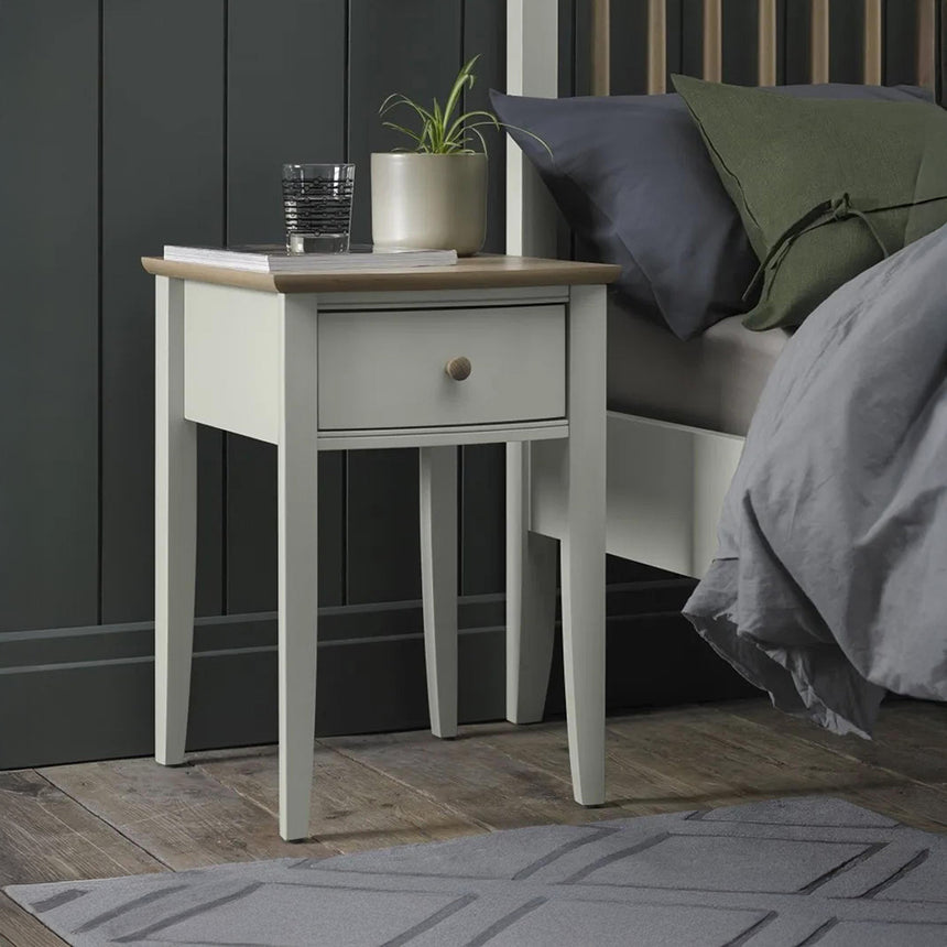 Ohio Oak and Soft Grey 1 Drawer Bedside Cabinet