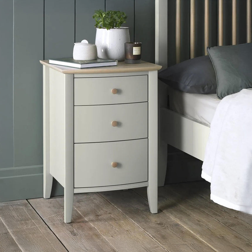 Ohio Oak and Soft Grey 3 Drawer Bedside Cabinet