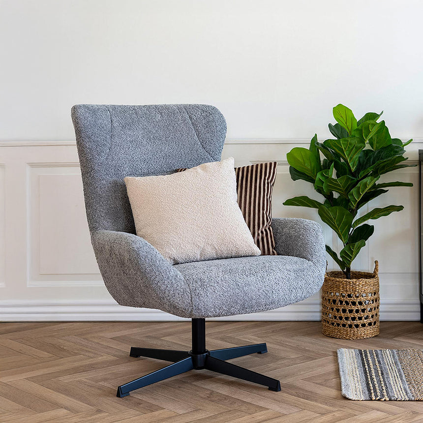 Bescia Dark Grey Fabric Swivel Lounge Chair