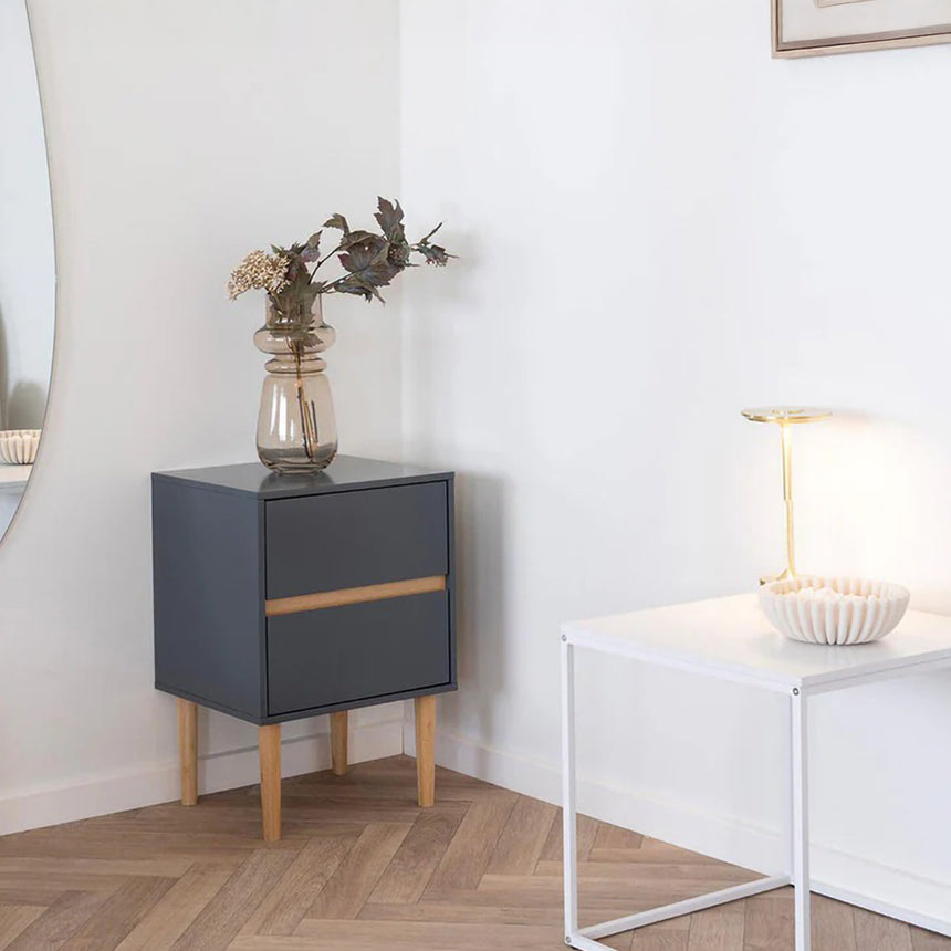 Bisley Dark Grey 2 Drawer Side Table