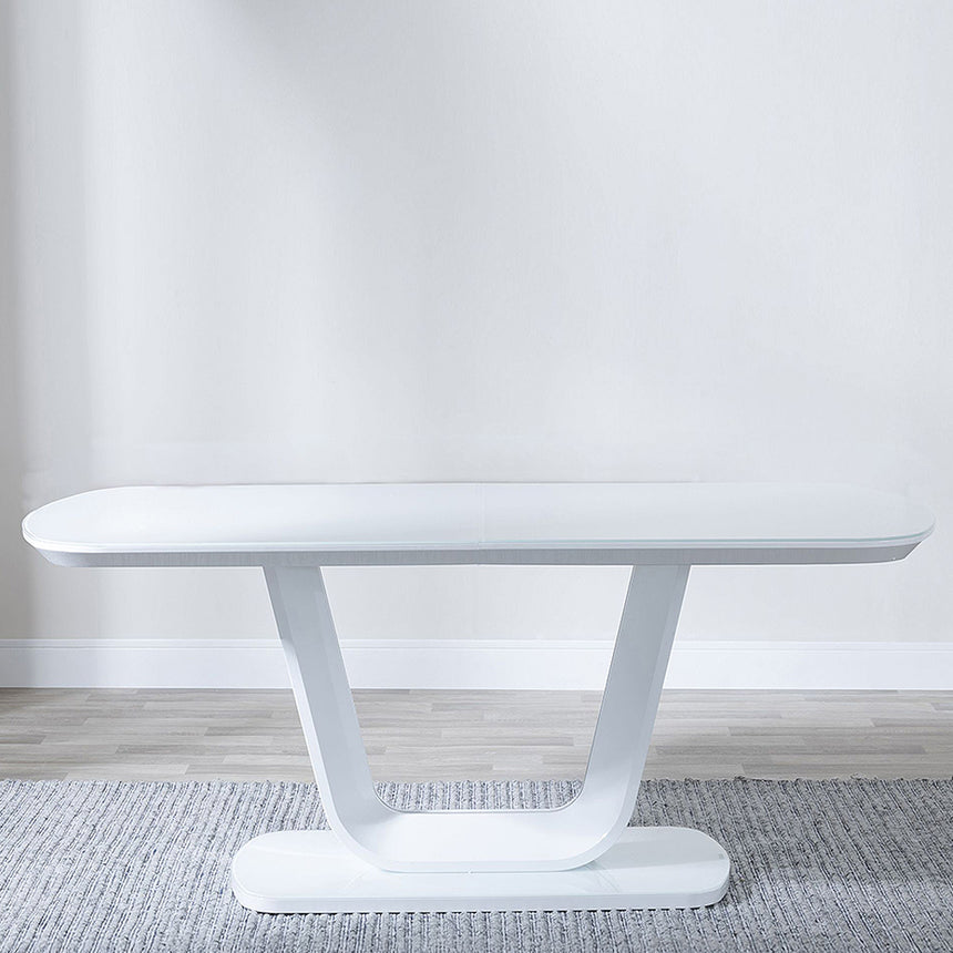 Bloomsbury 6 Seater White Glass Dining Table with V Base - 180cm
