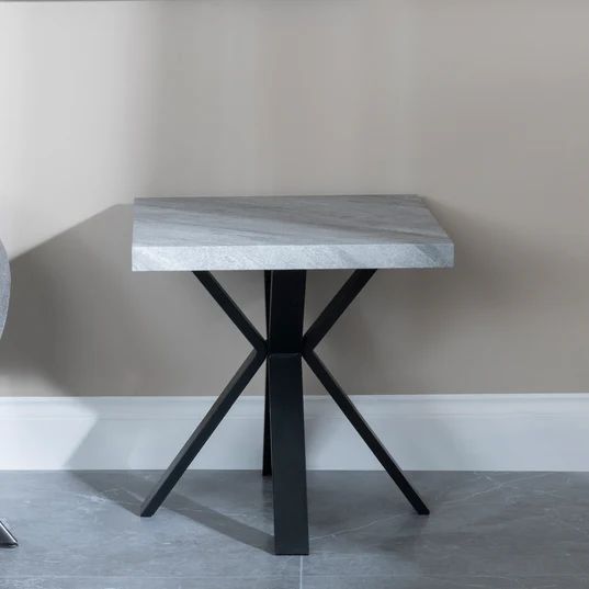 Barking Square End Table with Black Spider Legs
