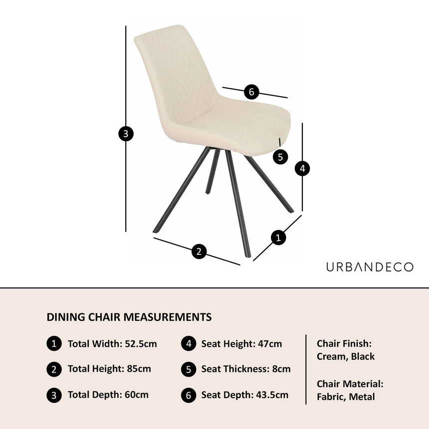 Messina Fabric Swivel Dining Chair with Black Legs