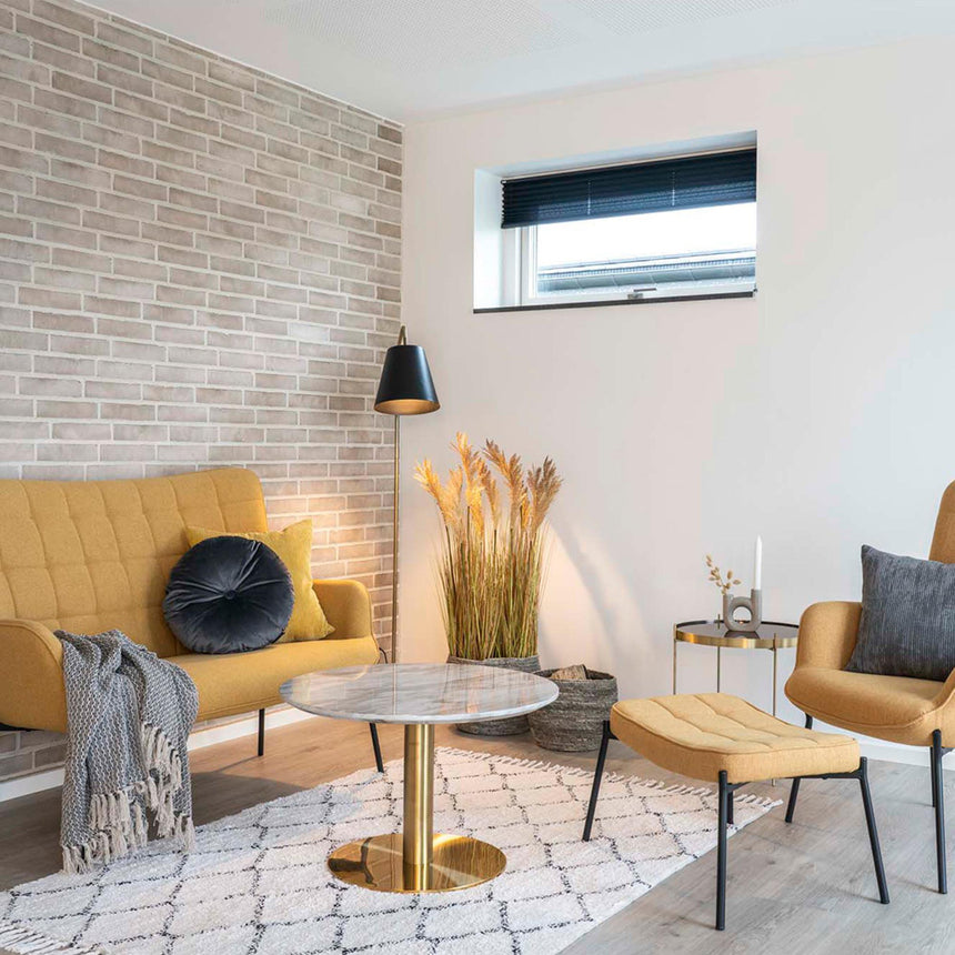 Bolzano Coffee Table - Round - White Marble Effect - Gold Base