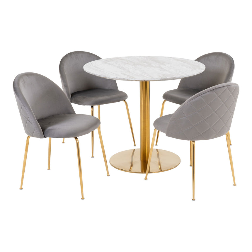 Bolzano White Marble 4 Seater Round Dining Set