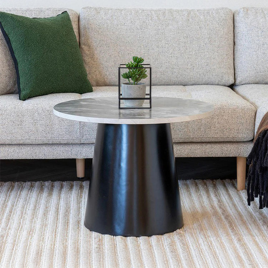 Brito Grey Marble Effcet Round Coffee Table