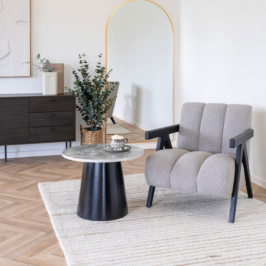 Brito Coffee Table - Round - Grey - Marble Effect