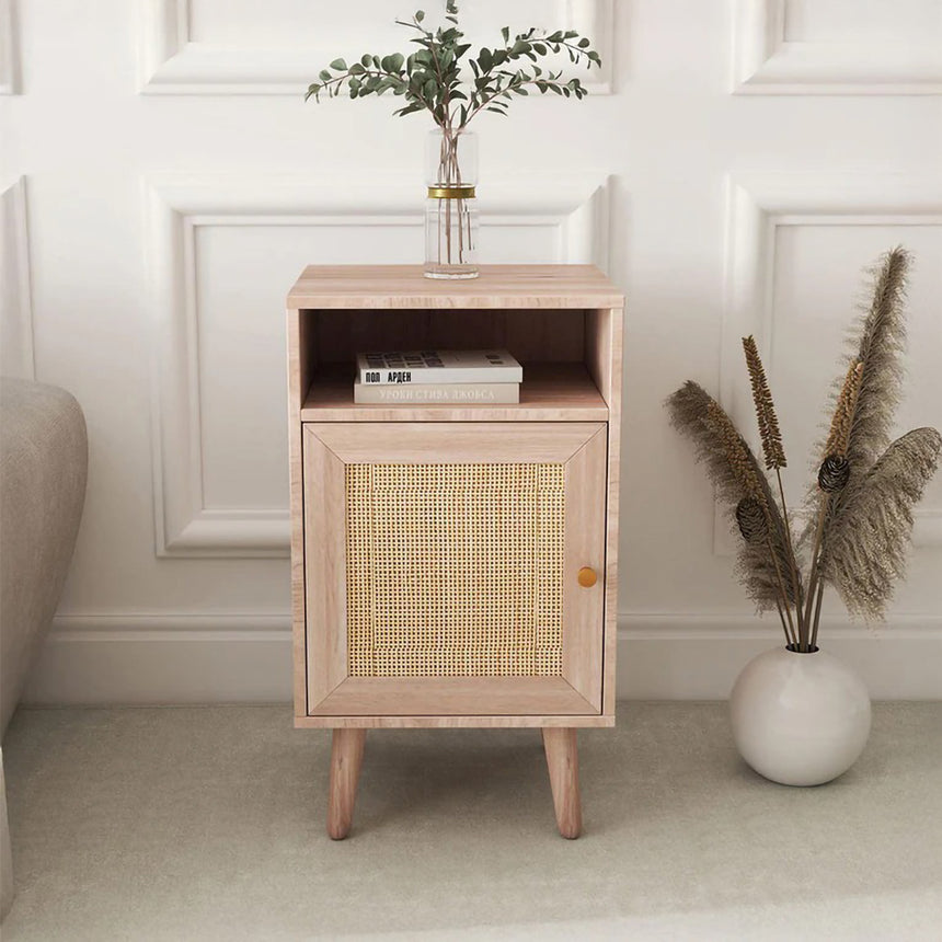 Brittany Woven Rattan 1 Door Bedside Table