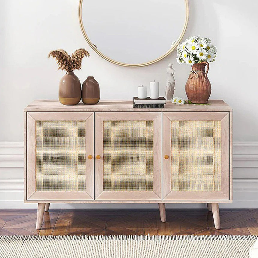 Brittany Woven Rattan Brown 3 Door Medium Sideboard - 120cm