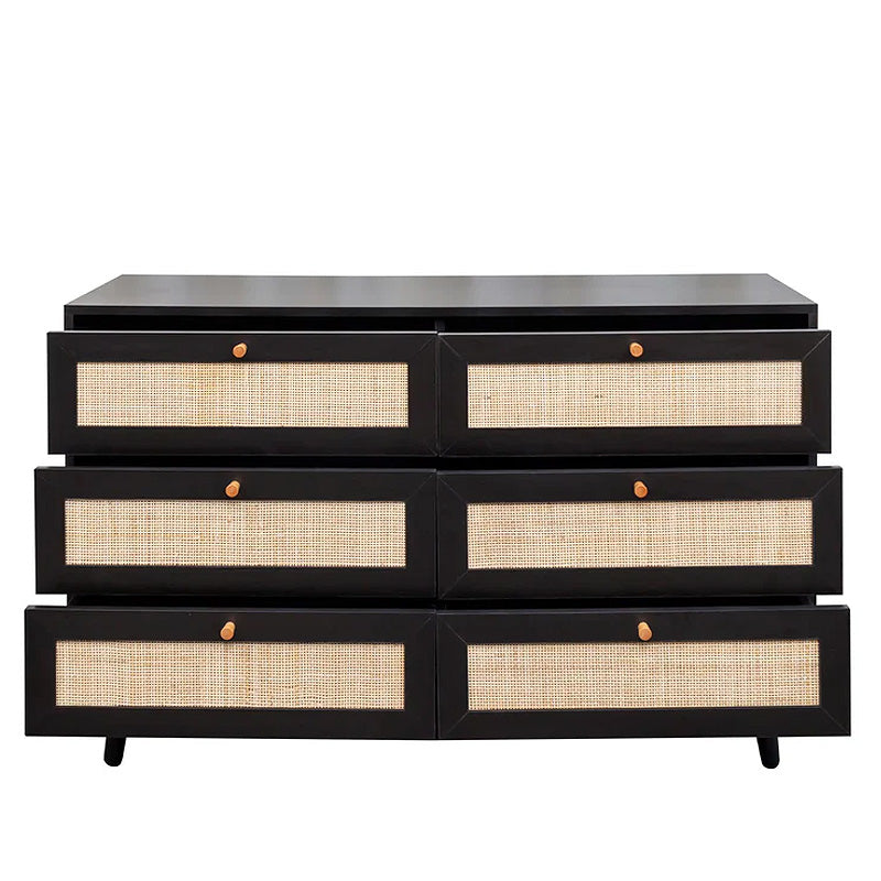 Brittany Woven Rattan 6 Drawer Wide Chest