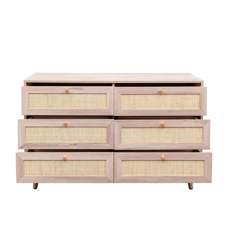 Brittany Woven Rattan 6 Drawer Wide Chest