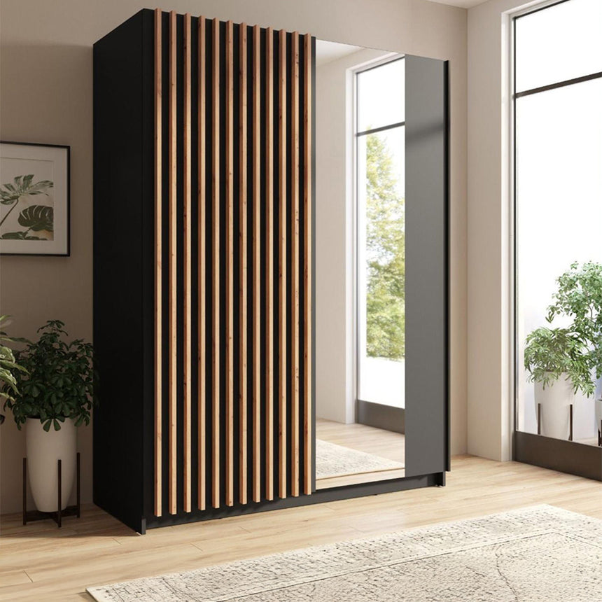 Brona Black Oak 2 Door Sliding Wardrobe