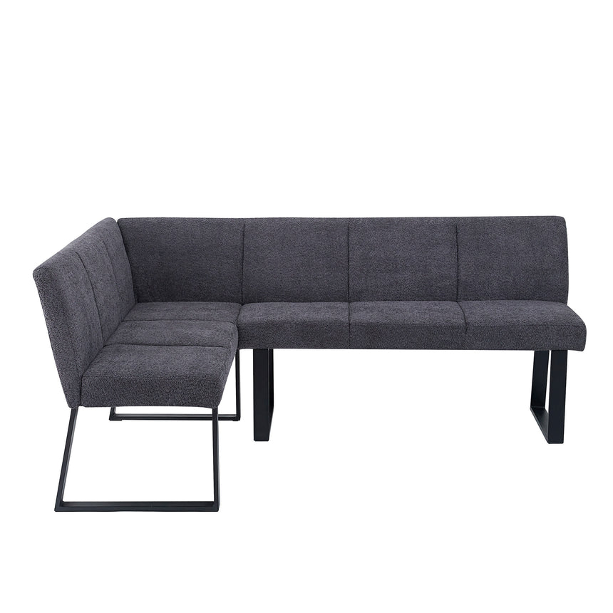 Bronx Corner Dining Bench - Dark Grey Fabric - LHF