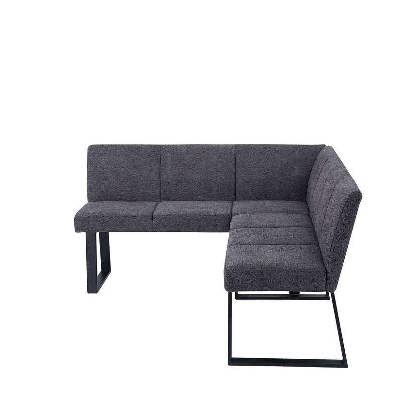 Bronx Corner Dining Bench - Dark Grey Fabric - LHF