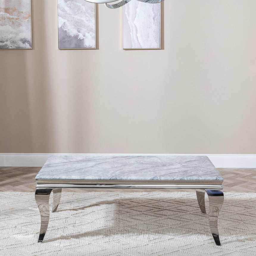 Matera Grey Marble and Chrome Coffee Table