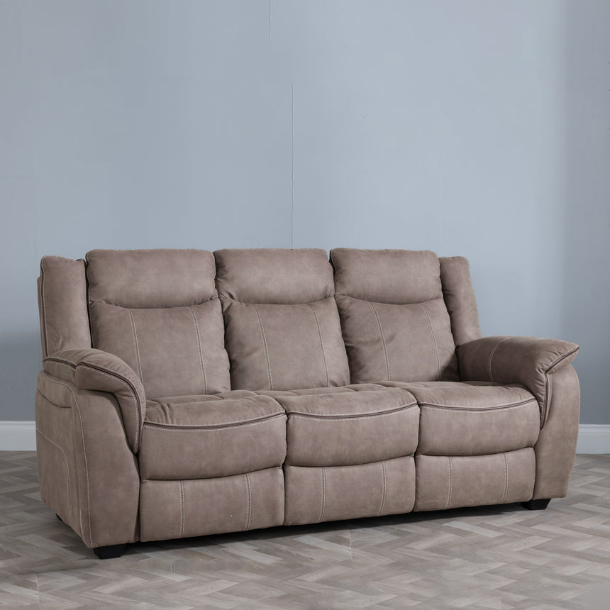 Nicole Brown Fabric 3 Seater Sofa