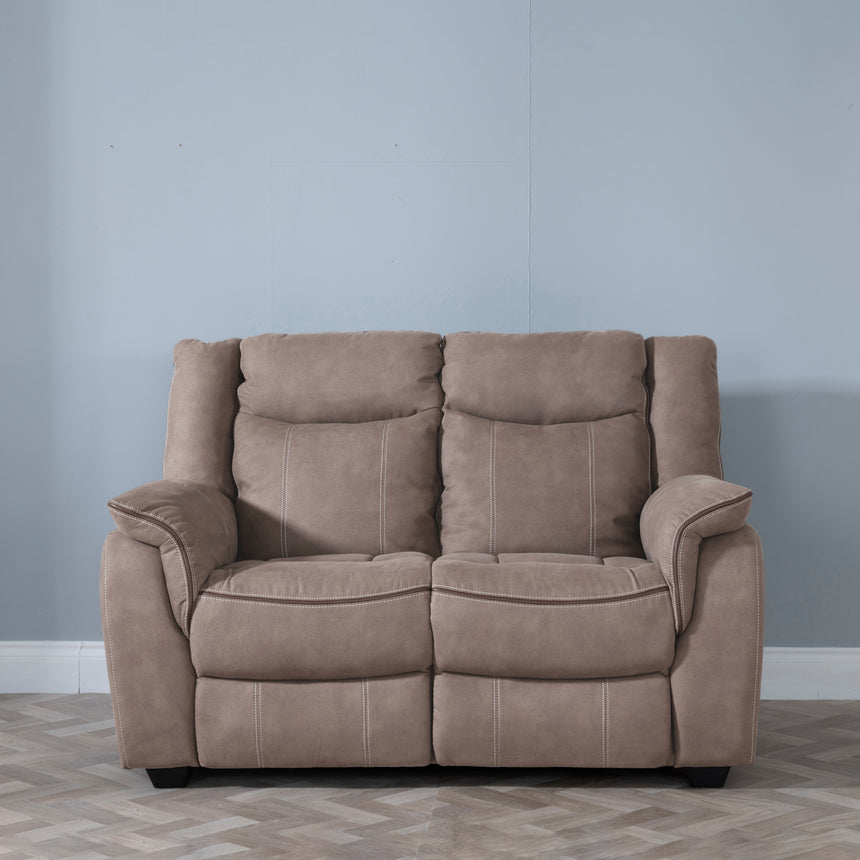 Nicole Brown Fabric 2 Seater Sofa