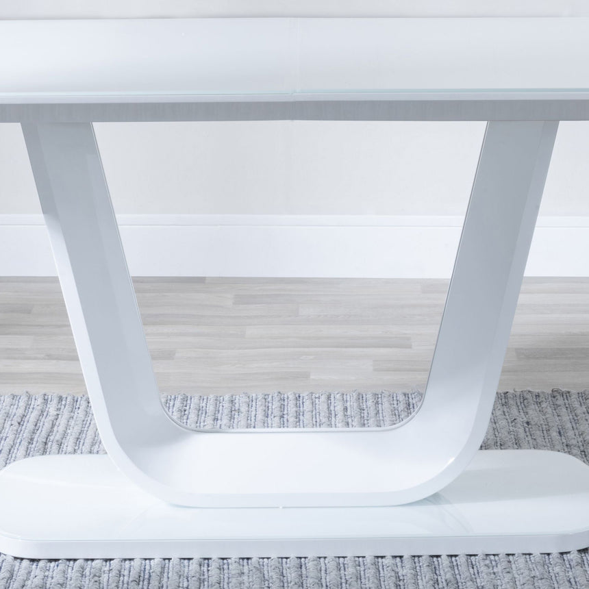 Bloomsbury 6 Seater White Glass Dining Table with V Base - 180cm