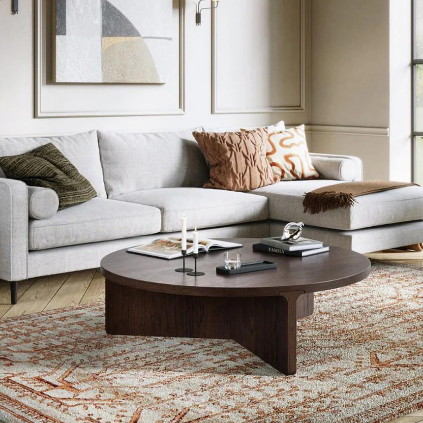 California Dark Oak Large Round Coffee Table