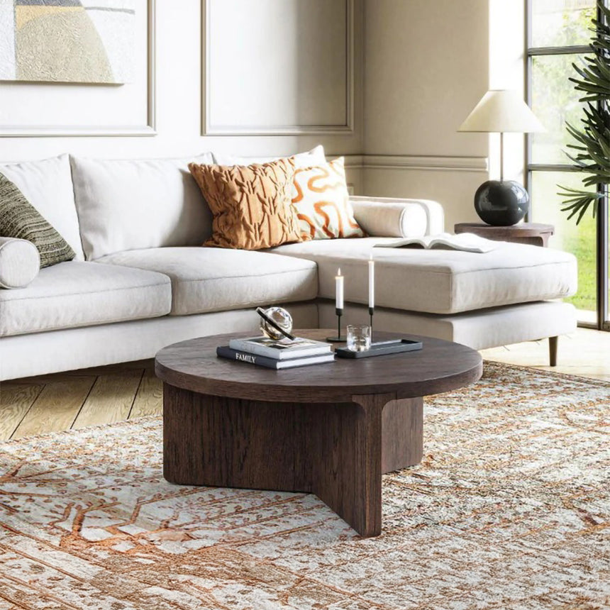 California Dark Oak Round Coffee Table