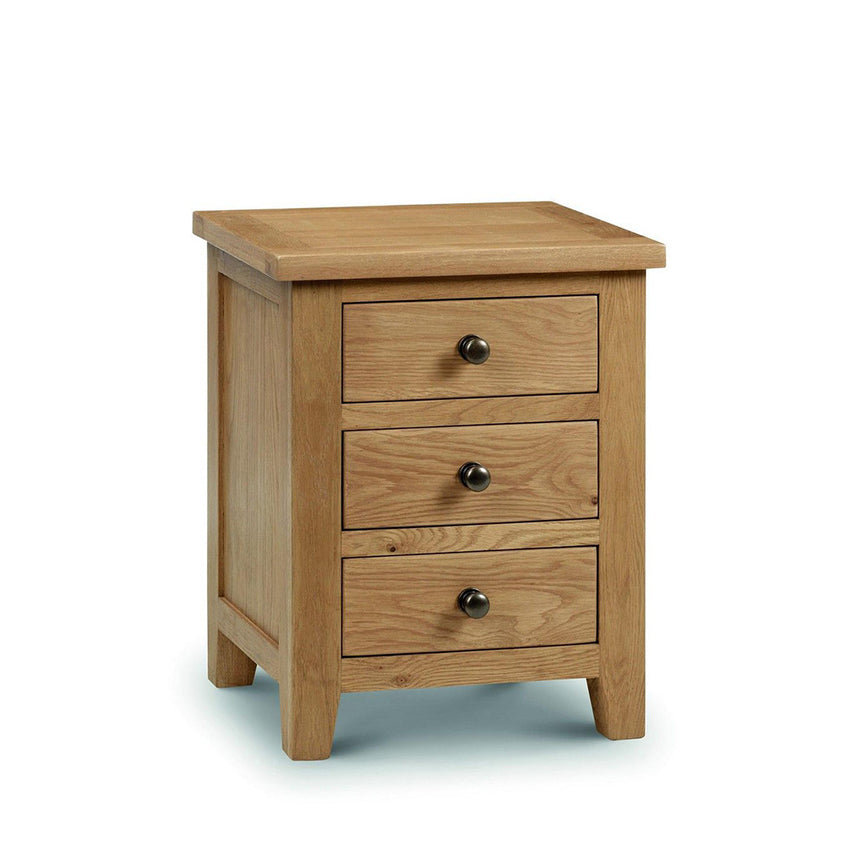 California Oak 3 Drawer Bedside Cabinet