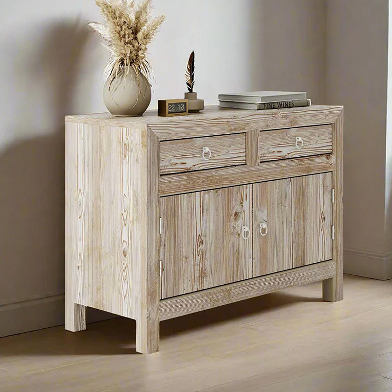 Cambridge Wood Whitewash 2 Door Small Sideboard - 95cm