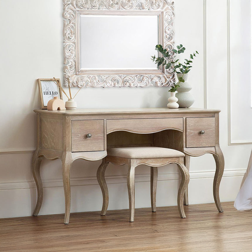 Georgia Oak French Style Dressing Table and Stool