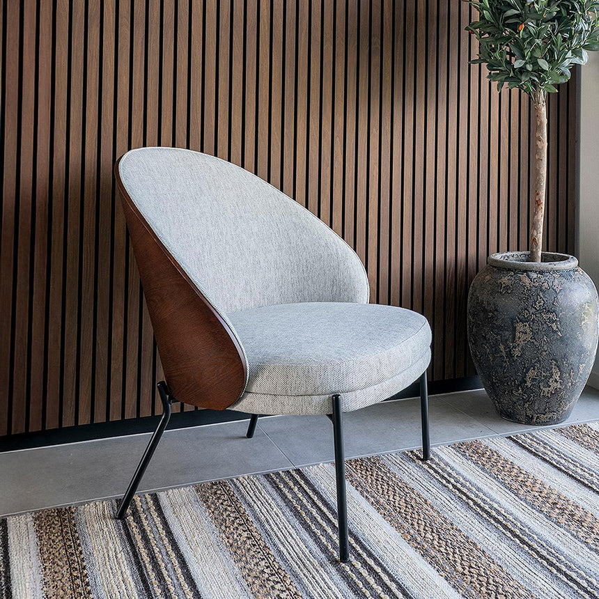 Canelas Light Grey Fabric Lounge Chair