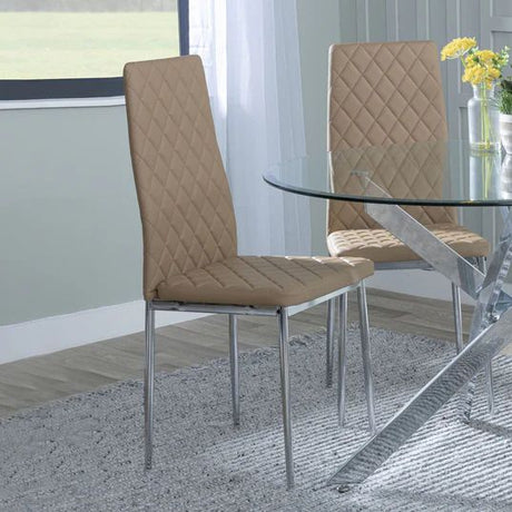 Novato Leather Dining Chairs with Chrome Metal Legs