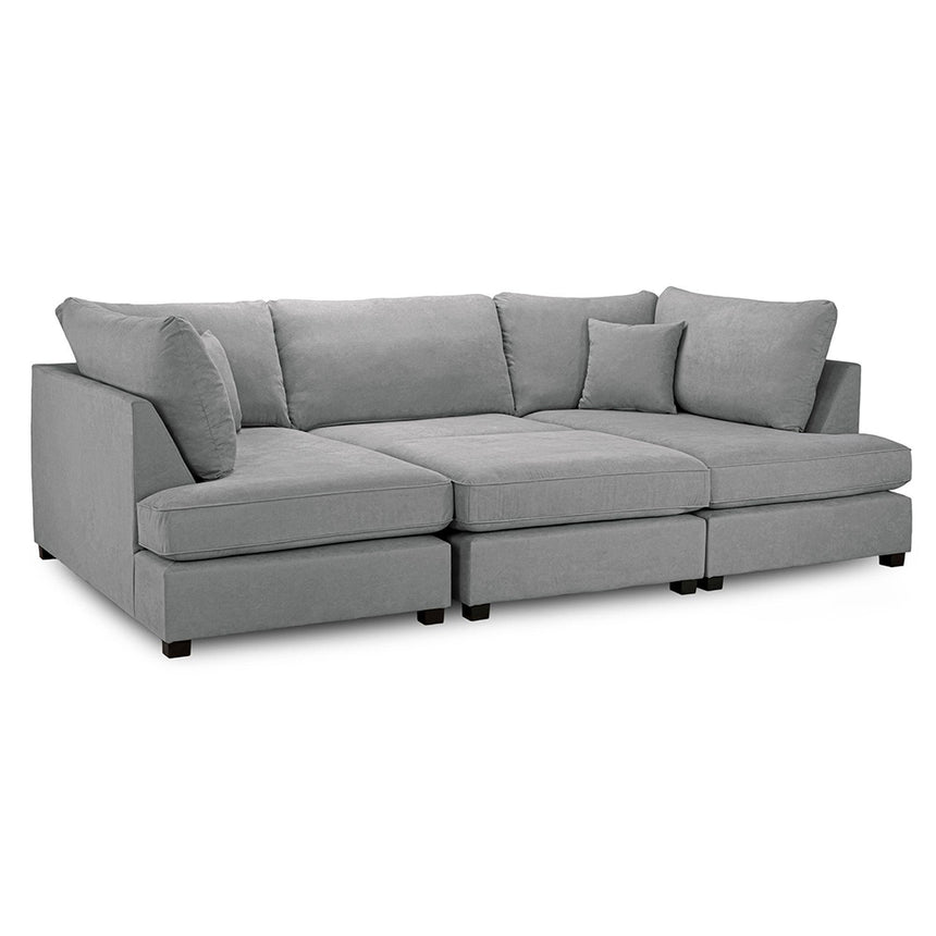 Blake Classic Grey Fabric U Shape Corner Sofa Suite