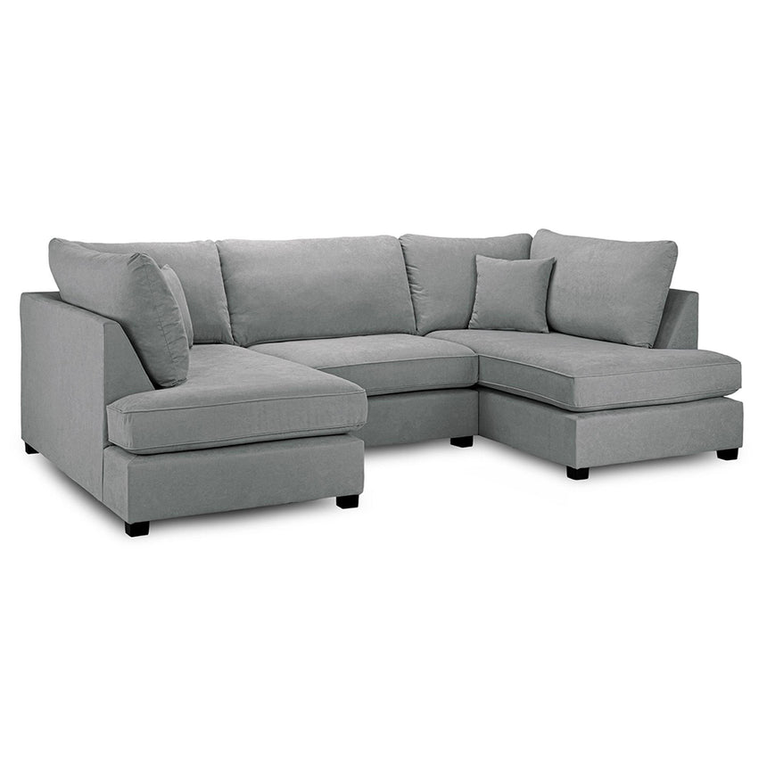 Blake Classic Grey Fabric U Shape Corner Sofa Suite