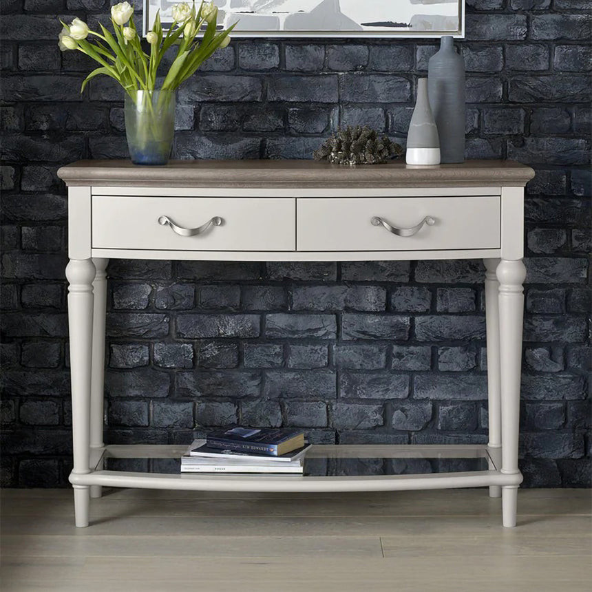 Carolina Grey Washed Oak and Soft Grey Console Table with Drawer