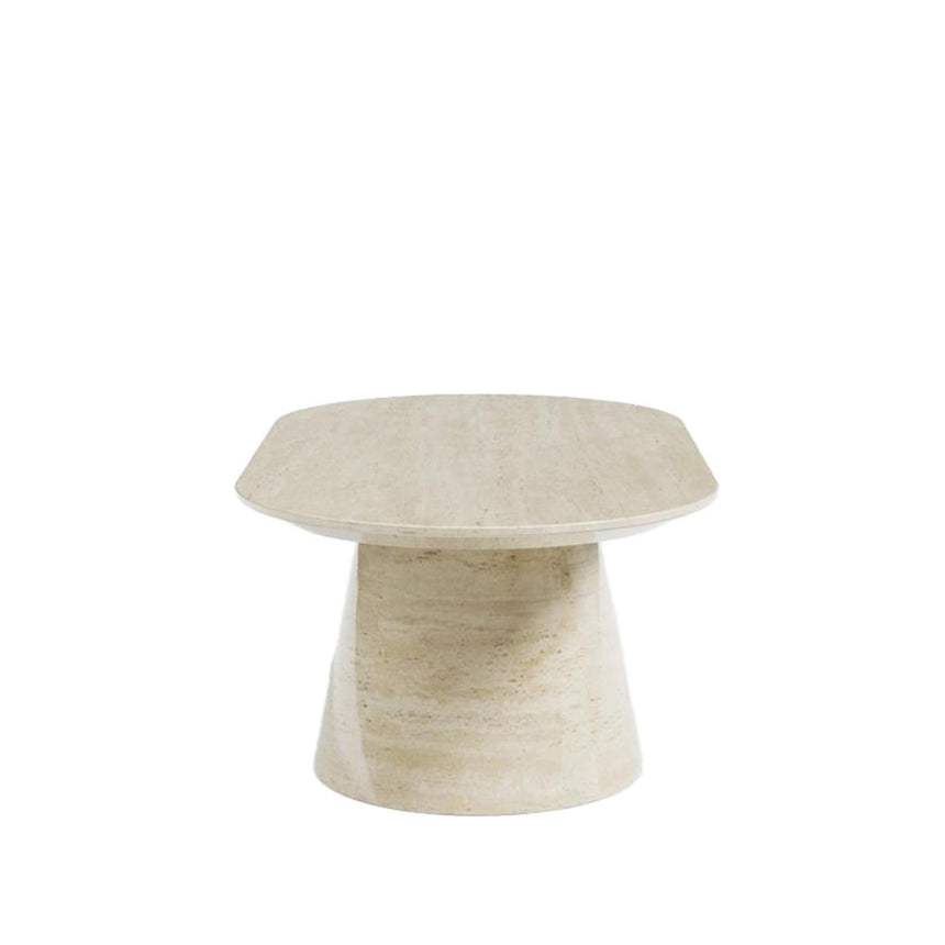 Carrera Coffee Table - Oval - Travertine Beige Engineered Marble