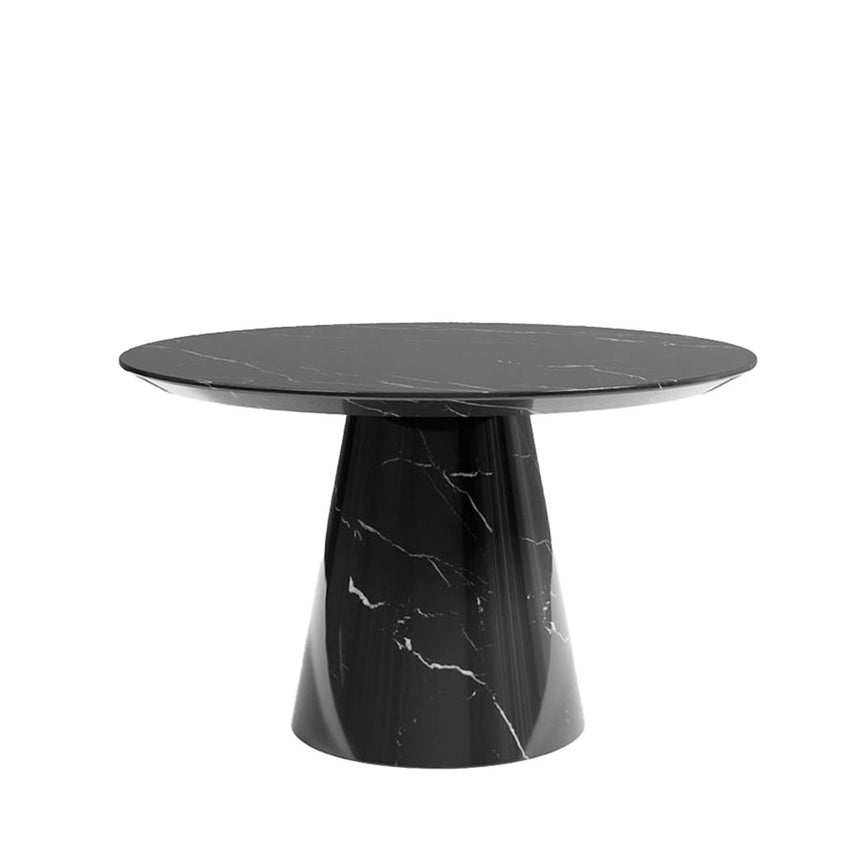 Modena Black Marquina Engineered Marble 4-6 Seater Round Dining Table - 130cm