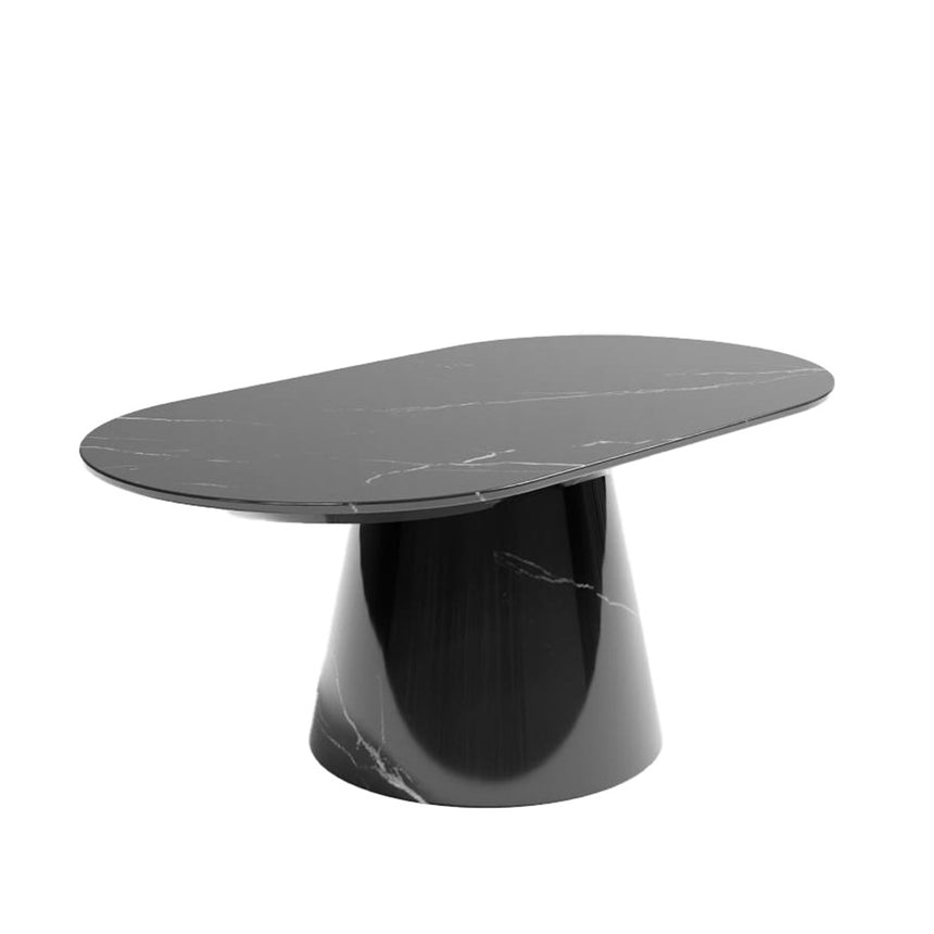 Modena Black Marquina Engineered Marble Oval Coffee Table