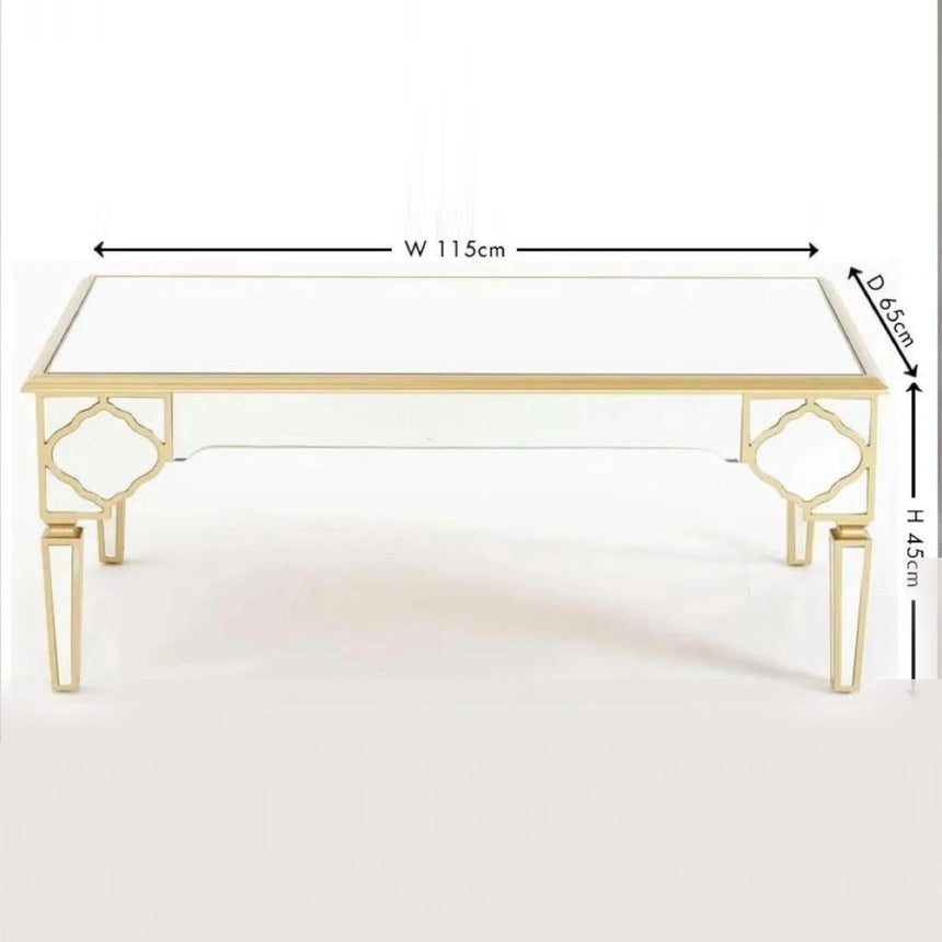 Bari Mirrored Gold Trim Coffee Table