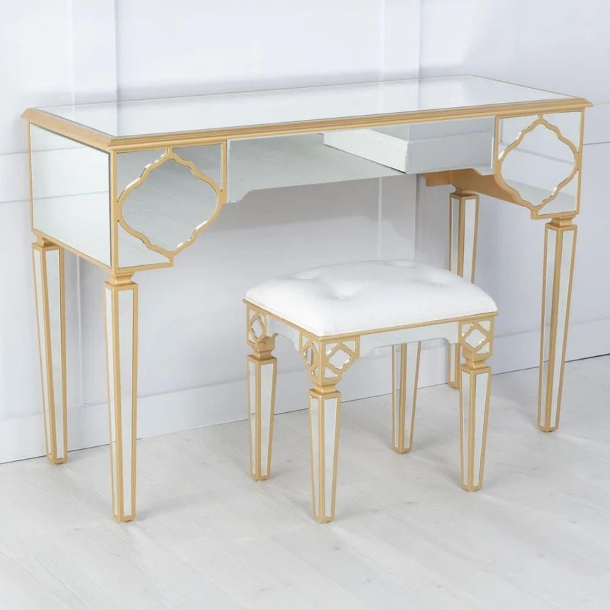 Casablanca Dressing Table - Mirrored - Gold Trim
