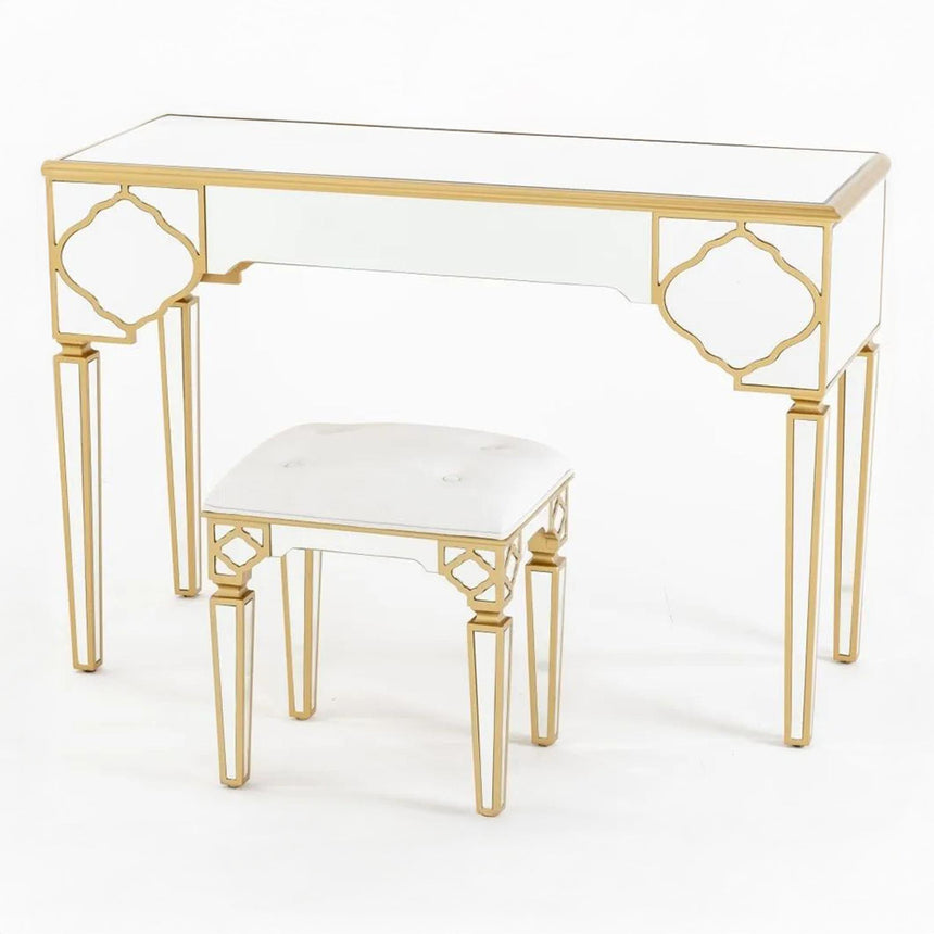 Casablanca Dressing Table - Mirrored - Gold Trim