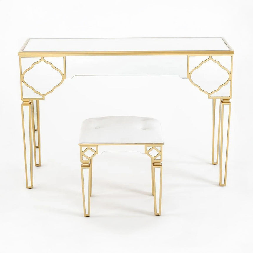 Casablanca Dressing Table - Mirrored - Gold Trim