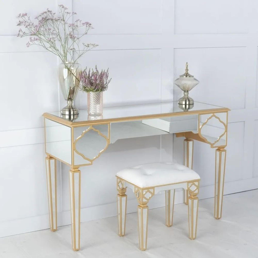 Casablanca Dressing Table - Mirrored - Gold Trim