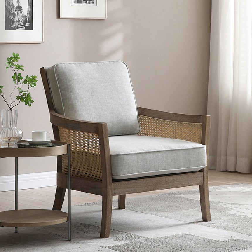 Auberon Grey Fabric Armchair