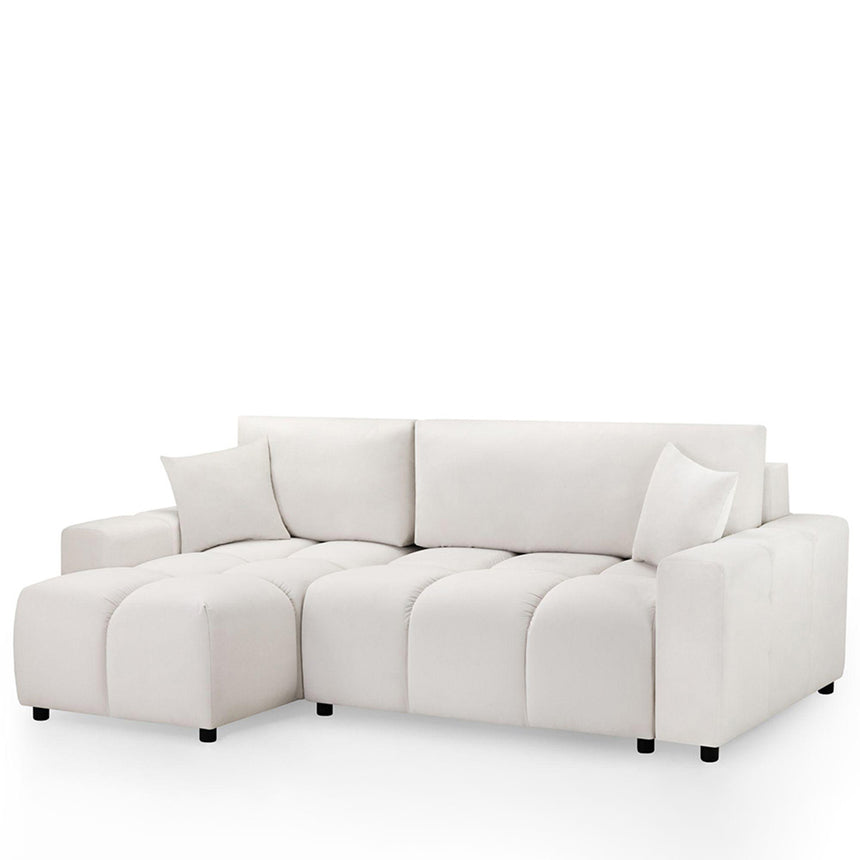 Celine Beige Fabric Left Hand Facing Corner Sofabed with Storage