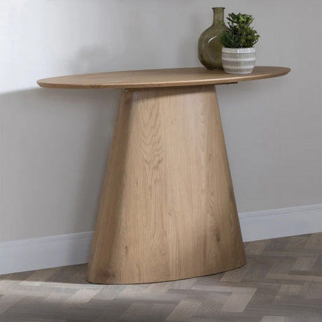 Chiswick Oval Console Table with Pedestal Base - Brown