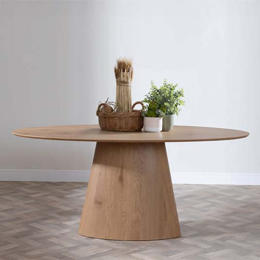 Chiswick Walnut 6 Seater Oval Dining Table with Pedestal Base - 180cm