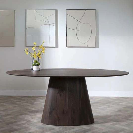 Chiswick Walnut 6 Seater Oval Dining Table with Pedestal Base - 180cm