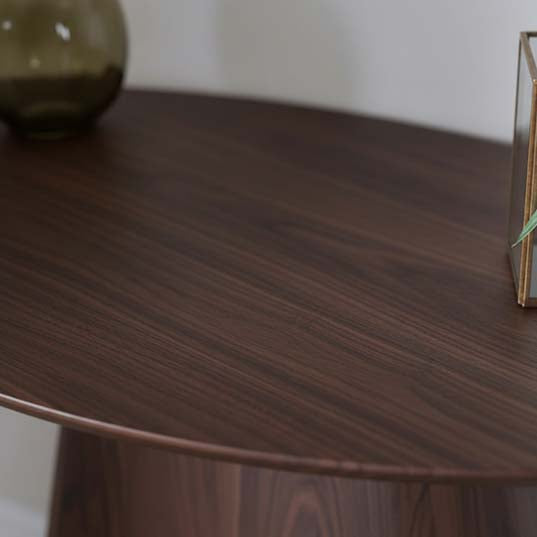 Chiswick Walnut Oval Console Table with Pedestal Base - Brown